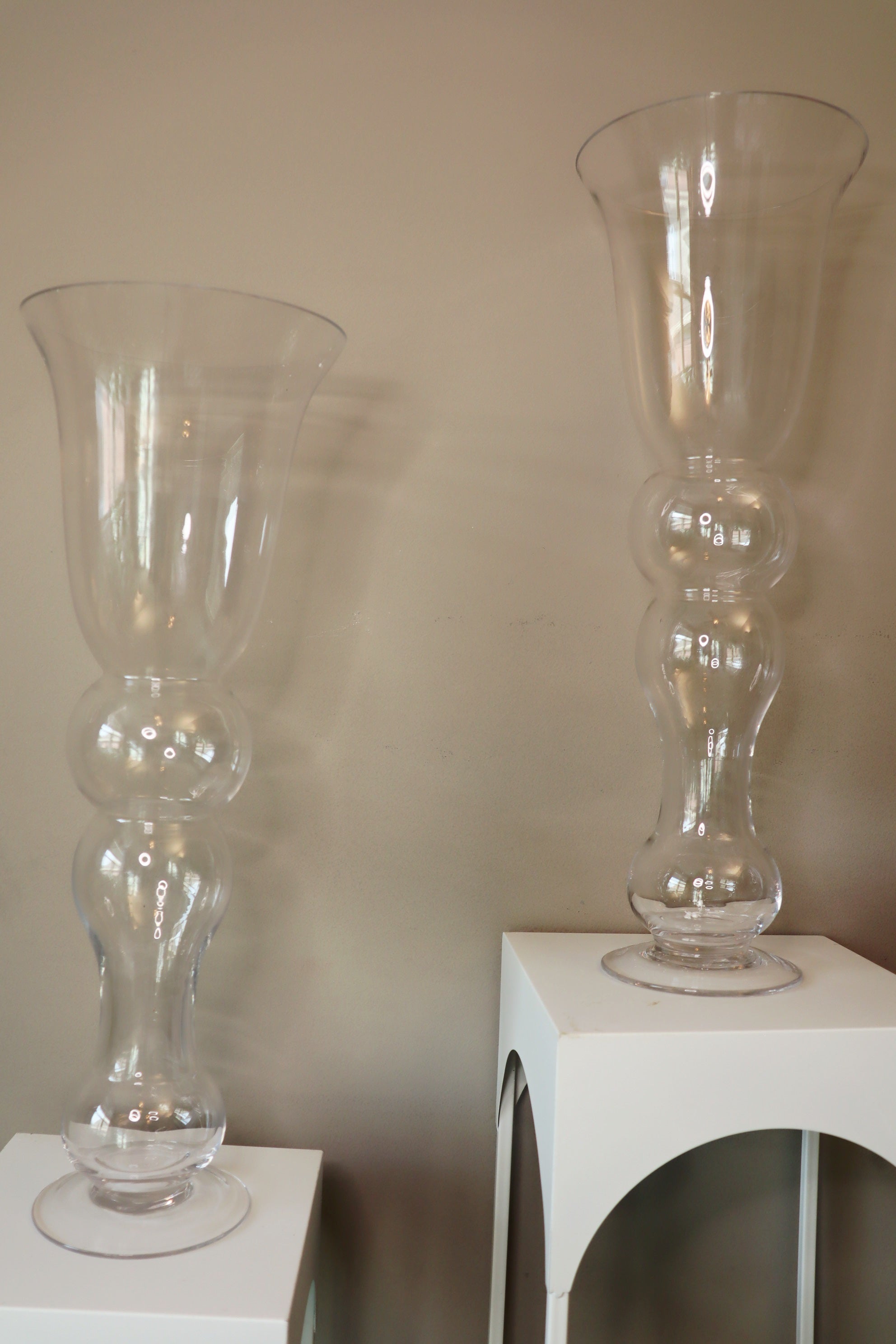 Tall Glass Curved Vase